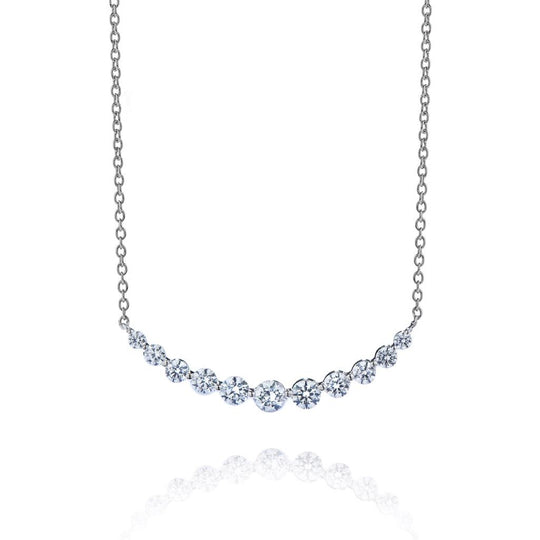 CW Signature18K White Gold Diamond Bar Necklace P0380