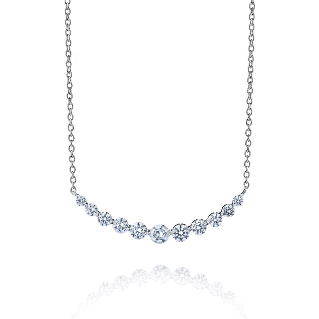 CW Signature18K White Diamond Bar Necklace P0380