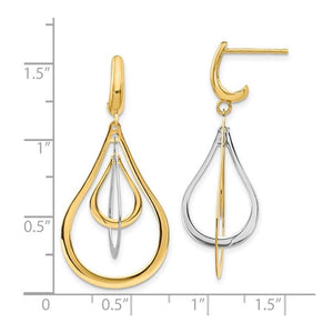 14K Two-Tone Triple Teardrop Dangle Earrings LE1820