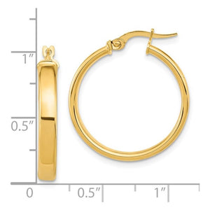 14K Yellow Gold Polished 25mm Hoop Earrings LE1365