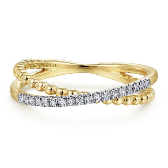 Gabriel & Co 14K Yellow Gold Criss Cross Diamond Ring LR51463Y45JJ