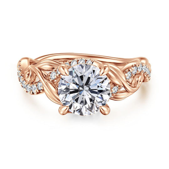 Gabriel & Co 14K Rose Gold Twisted Floral Diamond Engagement Ring ER15759R6K44JJ