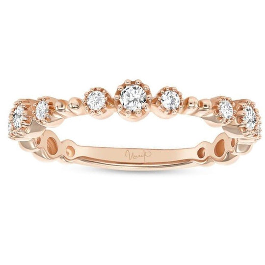 Uneek 14K Rose Gold Milgrain Diamond Band LVBAS5042R
