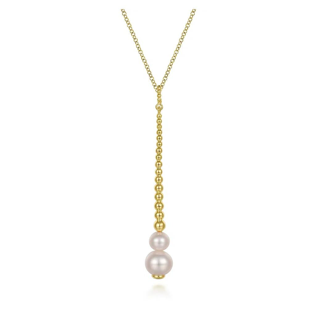 Gabriel & Co 14K Yellow Gold Bujukan Pearl Drop Necklace NK6998Y4JPL