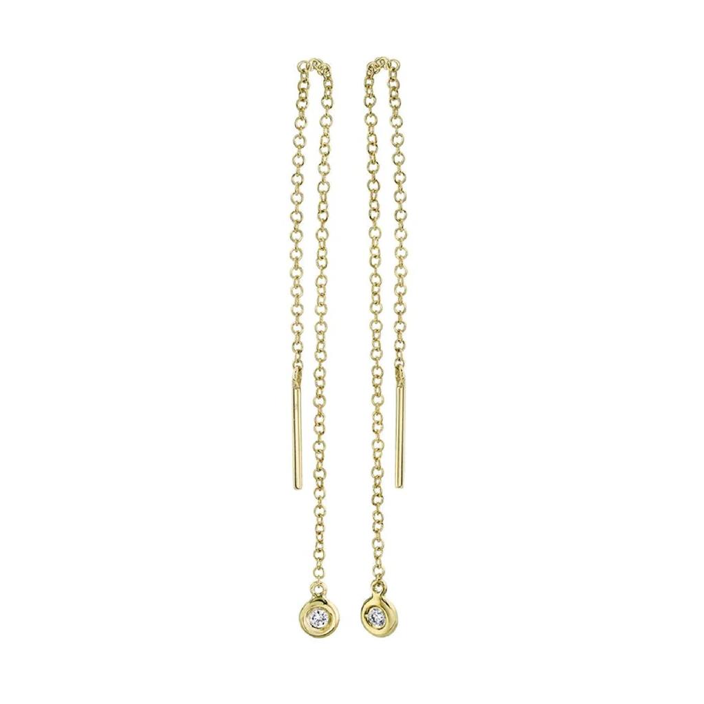 Shy Creation 14K Yellow Gold Diamond Threader Earrings SC55010098