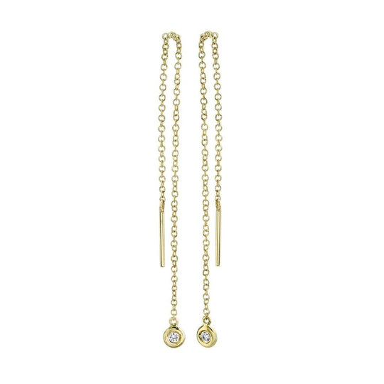 Shy Creation 14K Yellow Gold Diamond Threader Earrings SC55010098