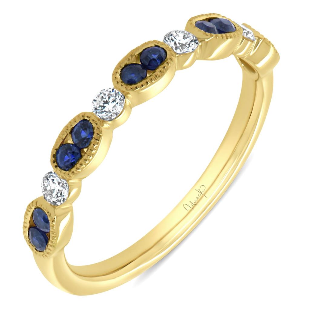 Uneek 14K Yellow Milgrain Blue Sapphire and Diamond Ring LVBMI2065SY