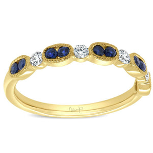 Uneek 14K Yellow Milgrain Blue Sapphire and Diamond Ring LVBMI2065SY