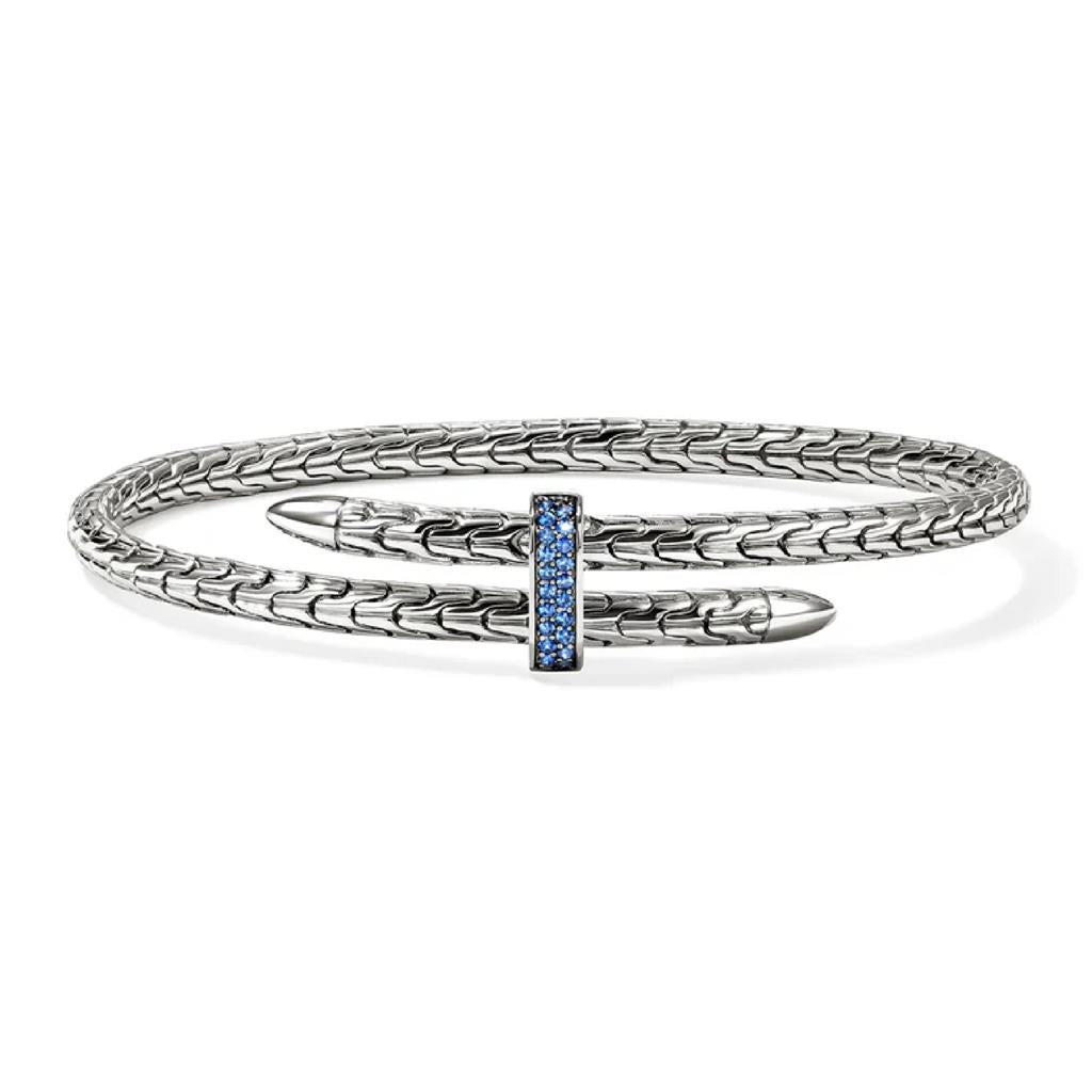 John Hardy Sterling Silver Blue Sapphire Slim Spear Flex Cuff CBS987874BSPXM