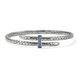 John Hardy Sterling Silver Blue Sapphire Slim Spear Flex Cuff CBS987874BSPXM
