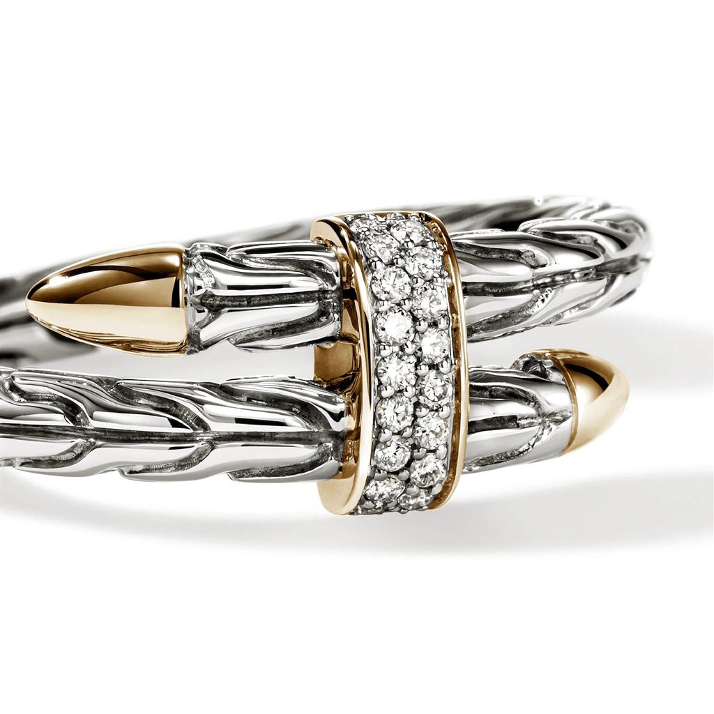 John Hardy 14K Yellow Gold & Sterling Silver Diamond Spear Ring RZZP986802DIX7