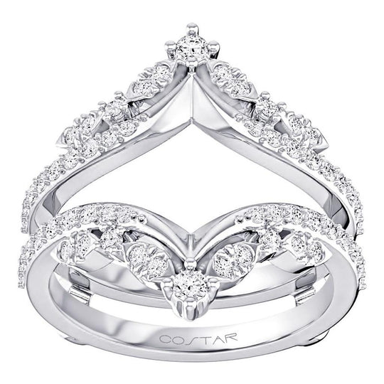 Costar 14K White Gold "V" Shape Diamond Enhancer Ring R14805WB