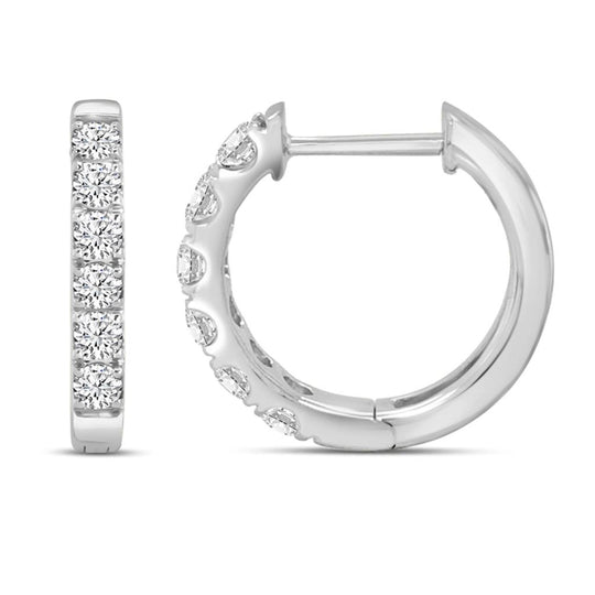 14K White Gold Diamond Hoop Earrings EG100RH12-4W-EEQ