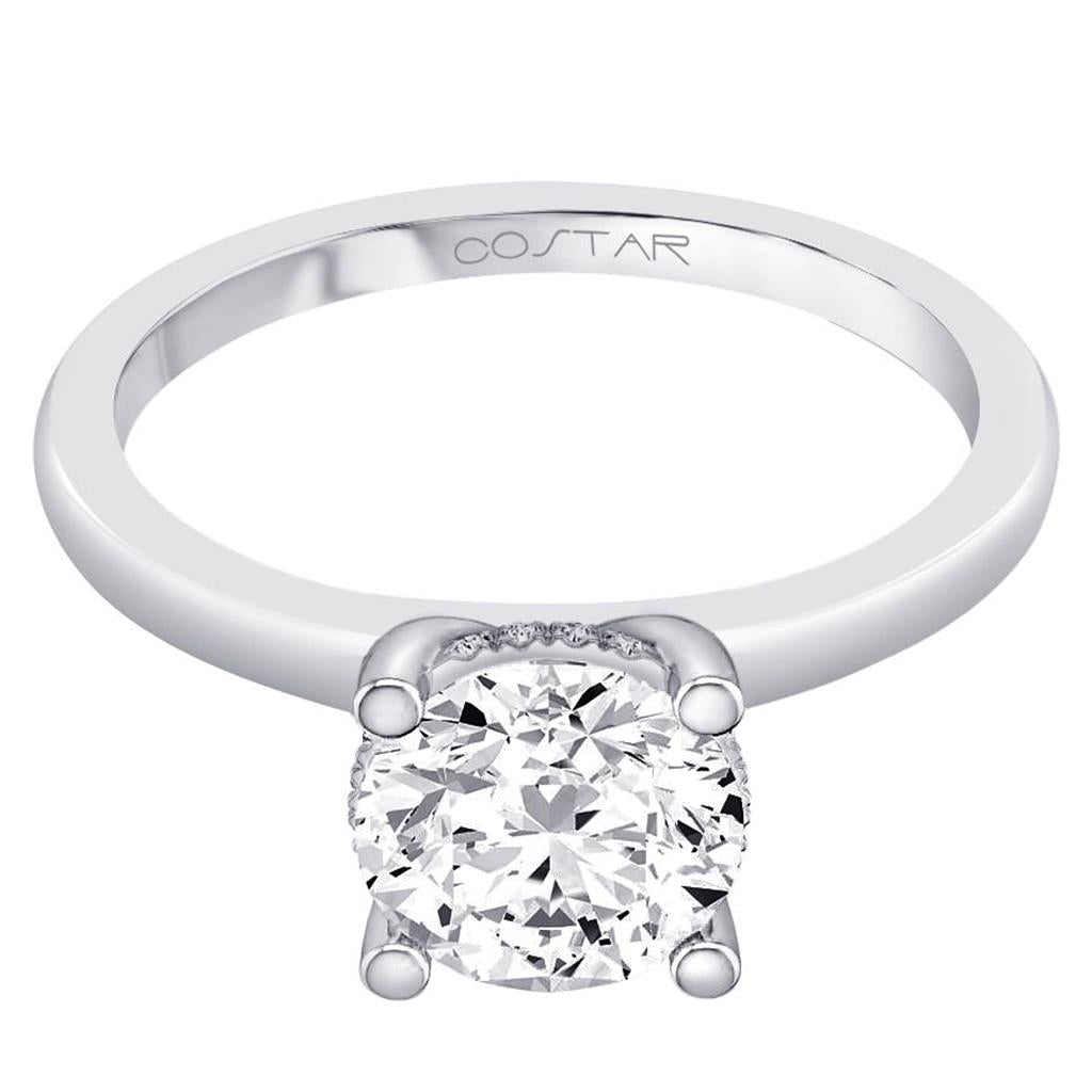 Costar 14K White Round Hidden Halo Engagement Ring R14309WRD100