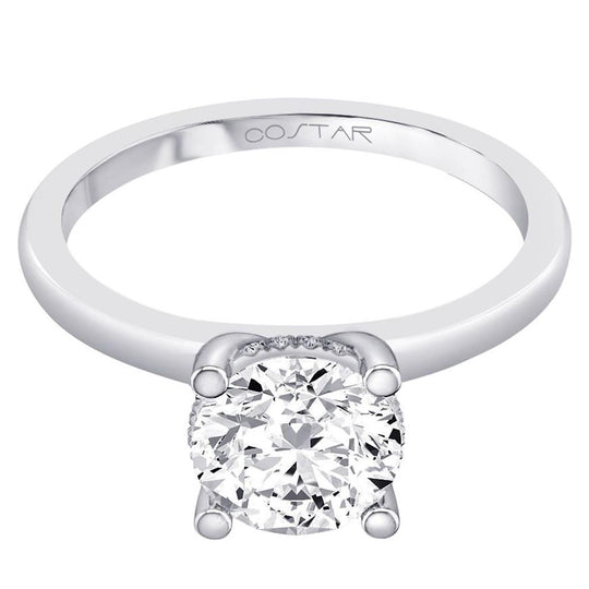 Costar 14K White Gold Round Hidden Halo Engagement Ring R14309WRD100