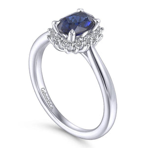 Gabriel 14KW Sapphire Diamond Halo Ring ER914472O3W44JJ