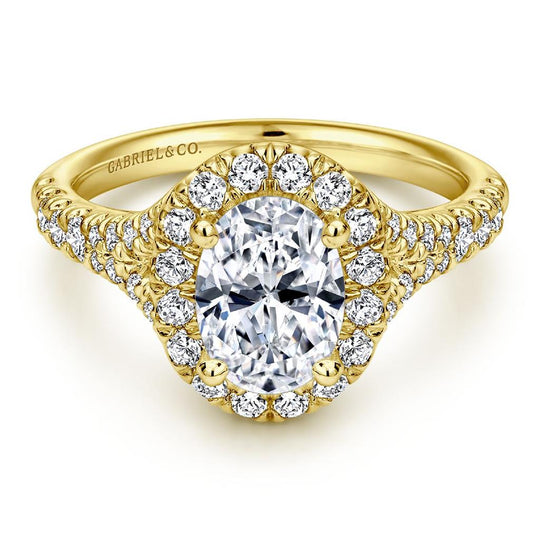 Gabriel & Co 14K Yellow Gold Contemporary Diamond Halo Engagement Ring ER10291Y44JJ