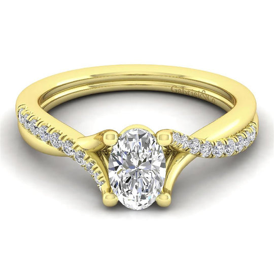 Gabriel & Co 14K Yellow Gold Oval Contemporary Twist Diamond Engagement Ring ER11794OY44JJ