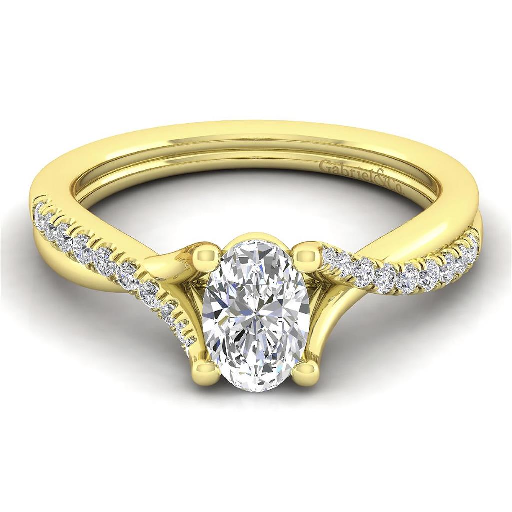Gabriel & Co 14K Yellow Gold Oval Contemporary Twist Diamond Engagement Ring ER11794O4Y44JJ