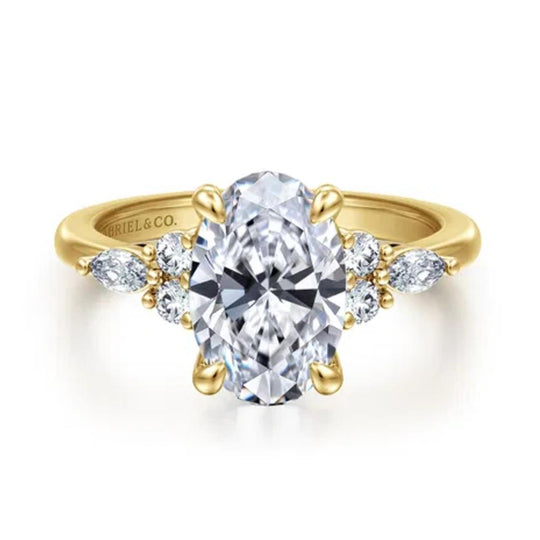 Gabriel & Co 14K Yellow Gold Diamond Cluster Engagement Ring ER16125O4Y44JJ