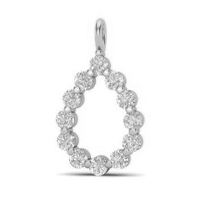 CW Signature 18K White Teardrop Diamond 12 Stone Necklace P0483