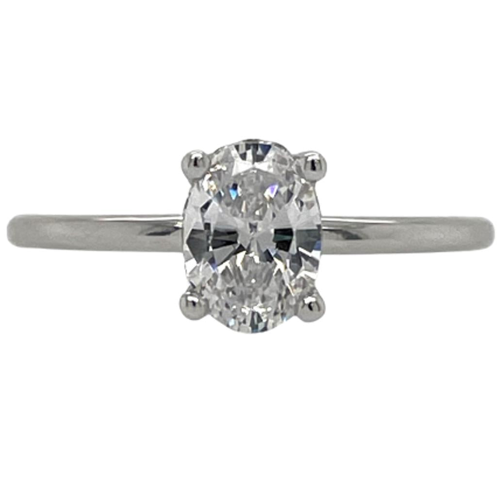 Platinum Oval Hidden Diamond Halo Engagement Ring AS1683P75