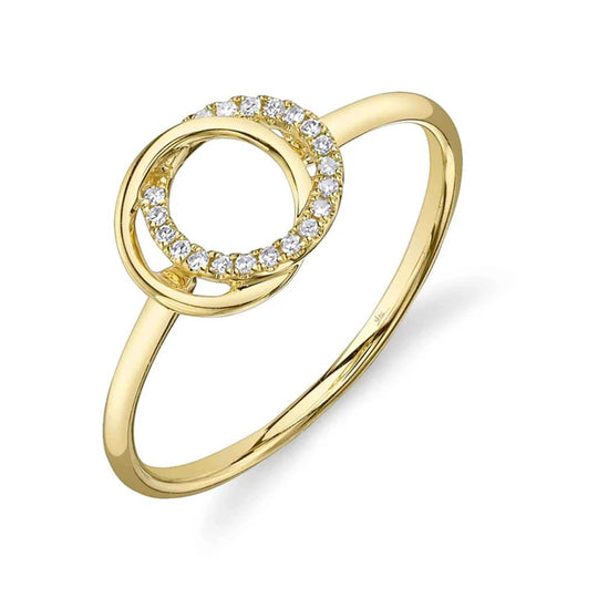 Shy Creation 14K Yellow Gold Love Knot Circle Ring SC55027233