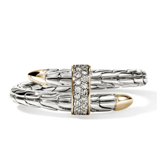 John Hardy 14K Yellow Gold & Sterling Silver Diamond Spear Ring RZZP986802DIX7