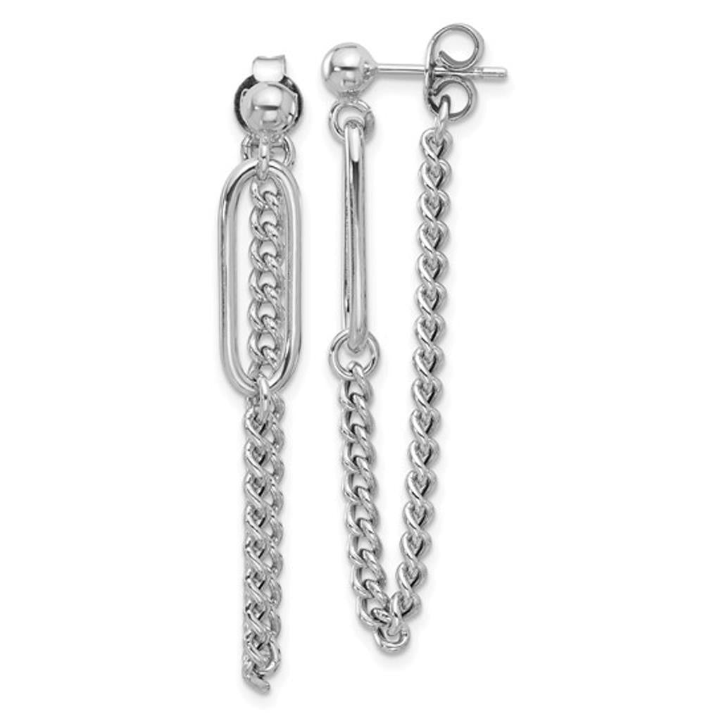 Sterling Silver Post Chain Dangle Earrings QLE1478