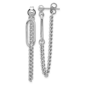 Sterling Silver Post Chain Dangle Earrings QLE1478