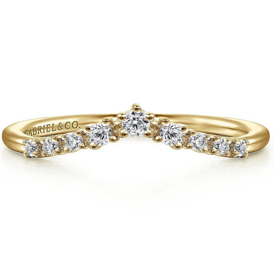 Gabriel & Co 14K Yellow Gold "V" Diamond Floral Curved Band WB15973R4Y44JJ