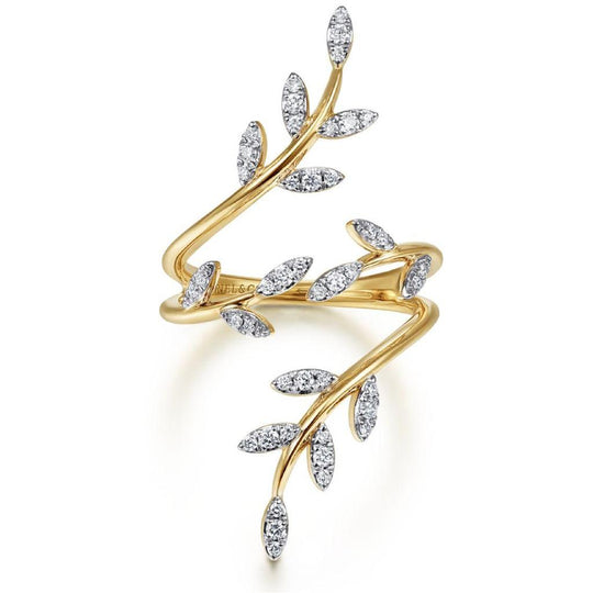 Gabriel & Co 14K Yellow Gold Contemporary Statement Diamond Branch Ring LR51509Y45JJ
