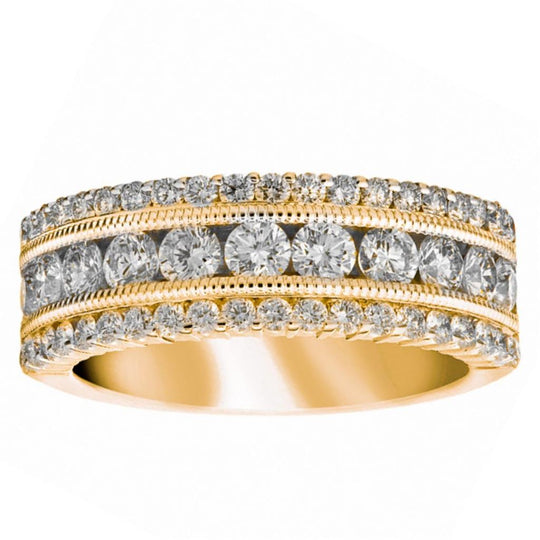 CW Signature 18K Yellow Gold Triple Row Diamond Ring R01214Y
