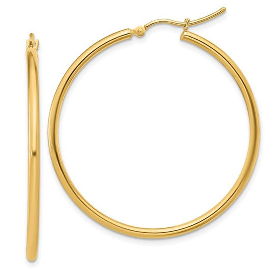 14K Yellow Gold Polished Hoop Earrings - 44W