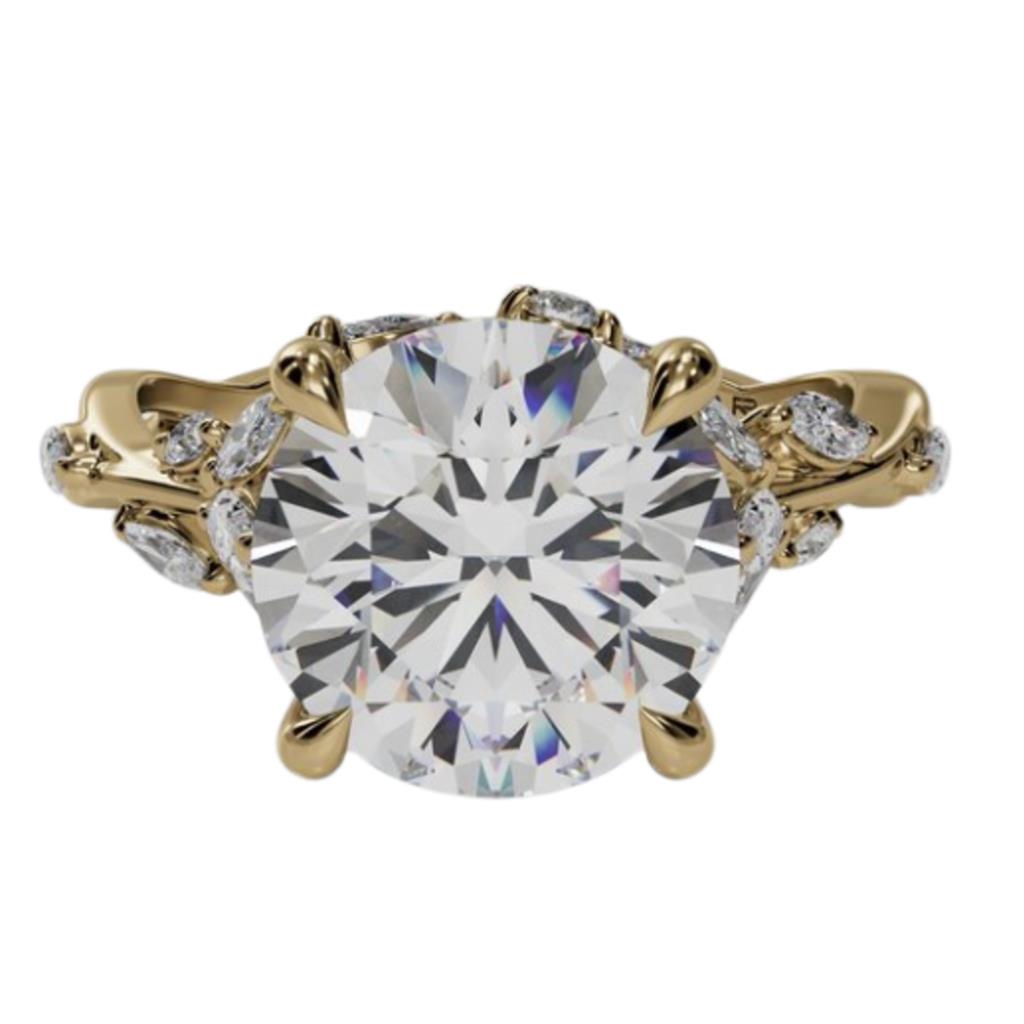 Costar 14K Yellow Gold Nature Inspired Leaf Branch Diamond Engagement Ring R15509YRD100