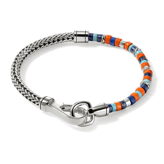 John Hardy Sterling Silver Heishi Lapis and Turquoise Bracelet BUS9012521ORLPZTQXUXL