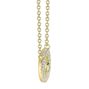Shy Creation 14K Yellow Gold Diamond Pave Oval Necklace SC55024587