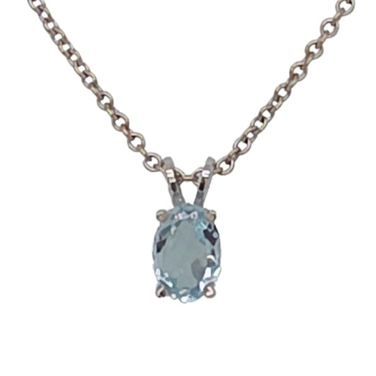 14K White Gold Oval Aquamarine Pendant 1650SPAQUA