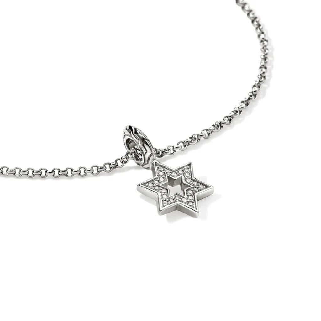 John Hardy Sterling Silver Diamond Pave Star of David Pendant Necklace NBP9894002DIX16-18