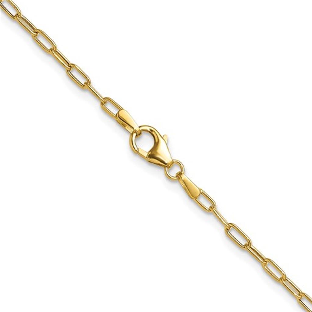 14K Yellow Gold Diamond Cut Paperclip Necklace 7275-24