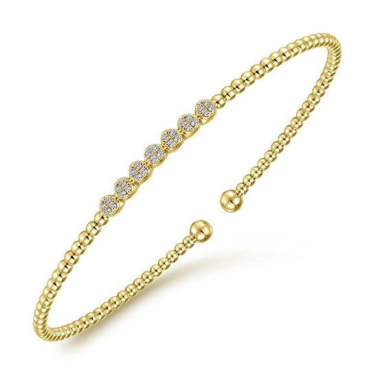 Gabriel & Co 14K Yellow Gold 7 Stone Diamond Bujukan Bangle BG4116-65Y45JJ