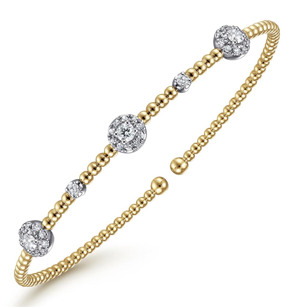 Gabriel & Co 14K Two-Tone Bujukan Diamond Cluster Station Bangle BG4440-62M45JJ