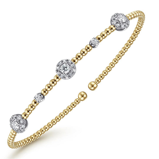 Gabriel & Co 14K Two-Tone Bujukan Diamond Cluster Station Bangle BG4440-62M45JJ