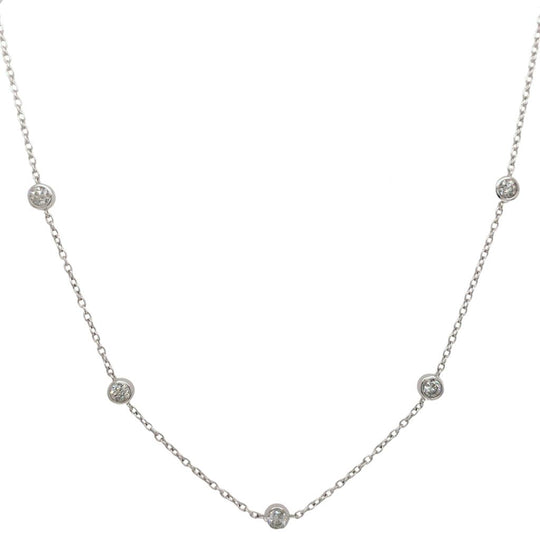 14K White Diamond Station Necklace DBY120