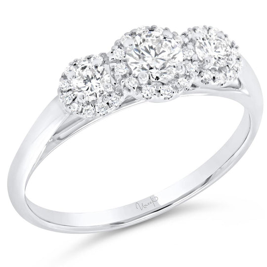 Uneek 14K White Gold Triple Diamond Halo Ring SWS137W