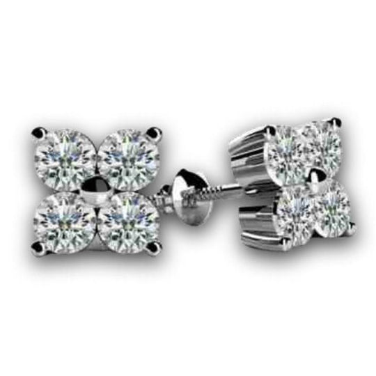 14K White Gold 4 Stone Diamond Studs E4-150-W