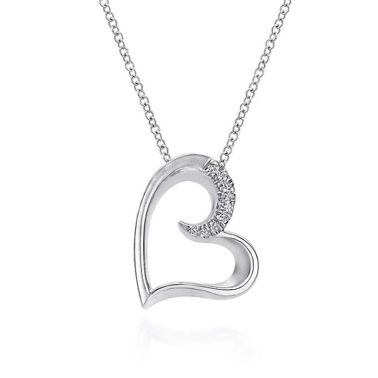 Gabriel & Co Sterling Silver White Sapphire Open Heart Pendant Necklace NK4001SVJWS