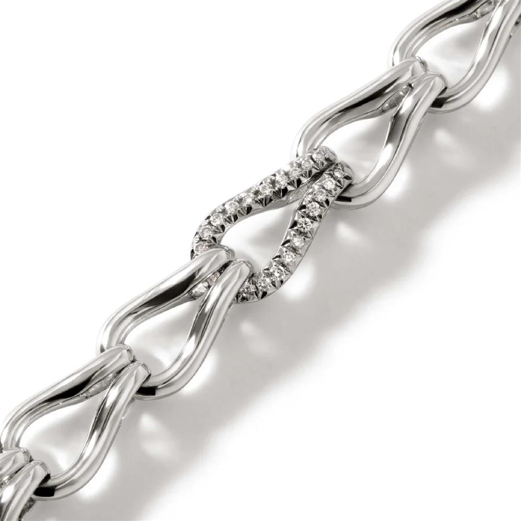 John Hardy Sterling Silver Surf Diamond Link Bracelet BUP9010902DIXUM