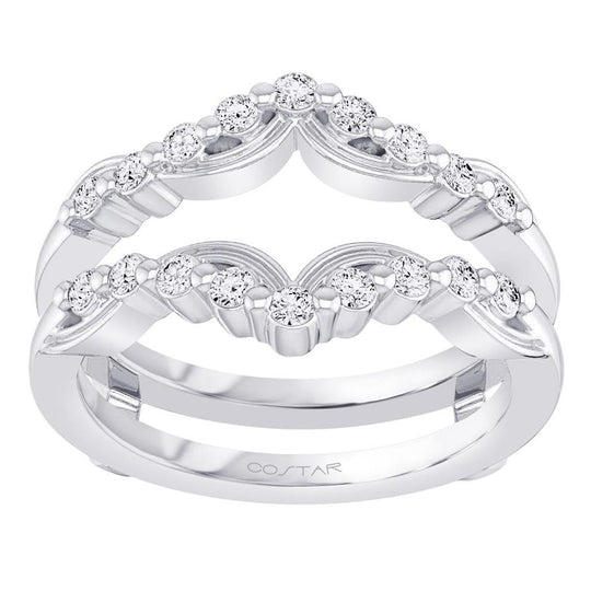 Costar 14K White Gold Curved Filigree Diamond Enhancer Ring R15084WB