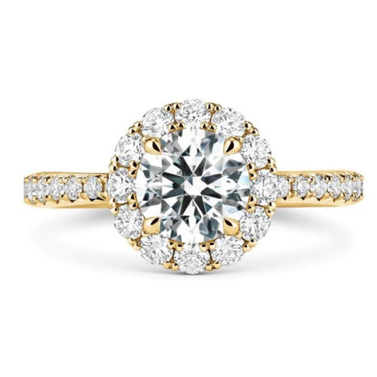 Hearts on Fire 18K Yellow Gold Vela Diamond Halo Engagement Ring UU2641876C